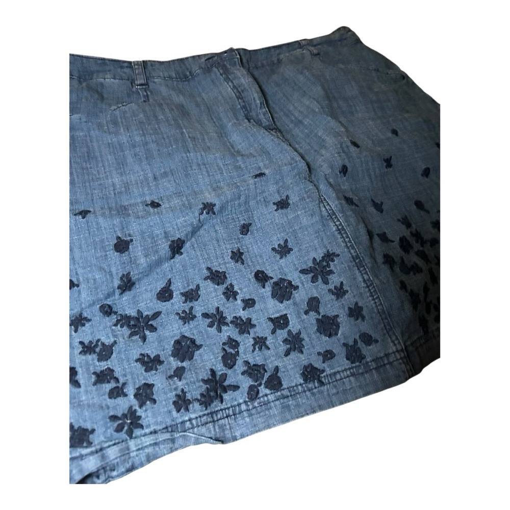 Karen Scott Blue Floral Embroidered Mini Skirt Size 16 - Picture 4 of 4